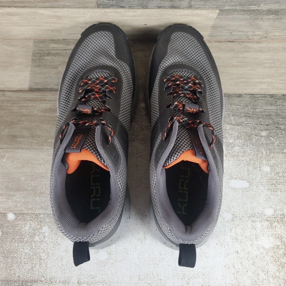 Kuru Atom Mens Hiking Shoes Sz 8.5 M Lead Gray Orange Spice Mesh Lace Up Sneaker